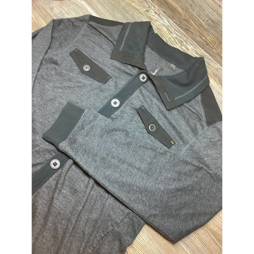 Howe‎ full button long sleeve flap pocket High Collar Designer BLK sweatshirt XL
